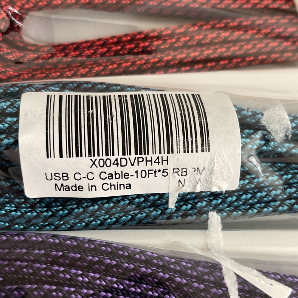 Aeibxiy USB C to C Cable, Nylon Braided‎ C 10Ft, 5Pack-Multicolored - Picture 3 of 7
